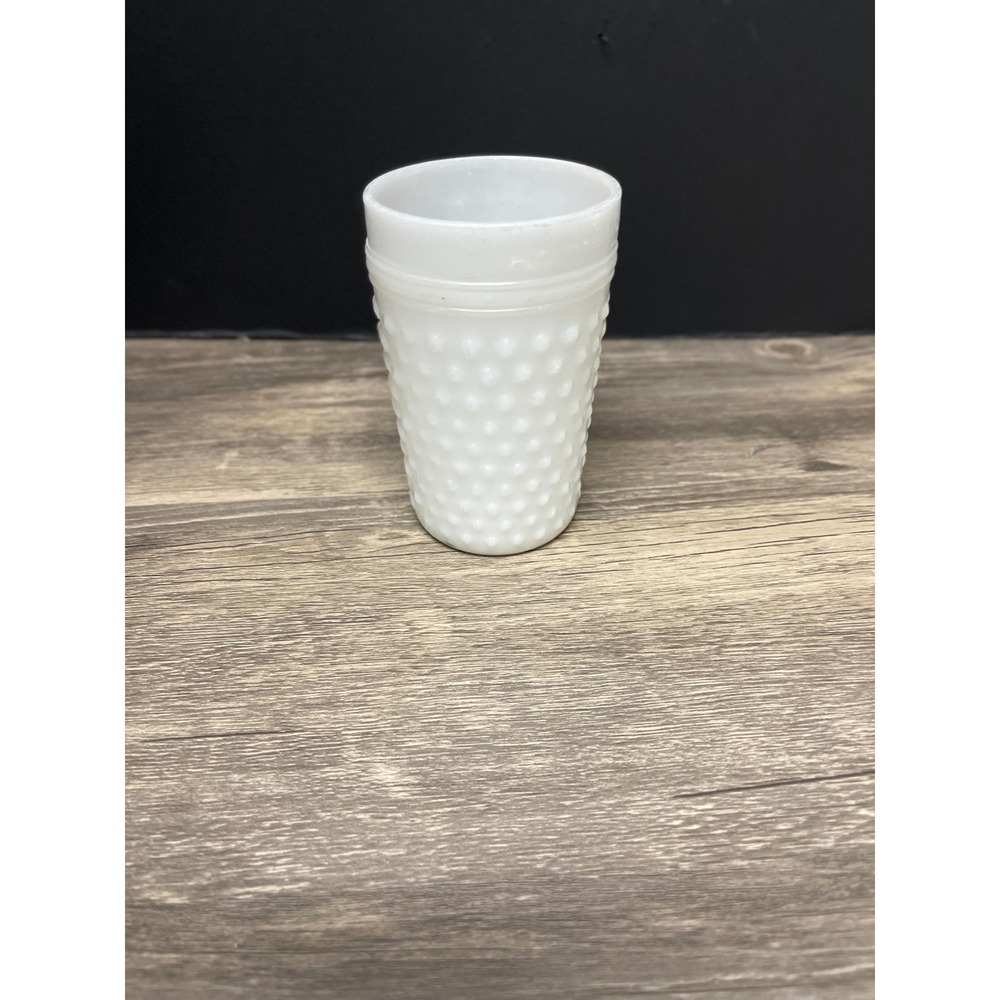 Fenton Hobnail Milk Glass Tumbler Vintage White Textured Juice Glass Good